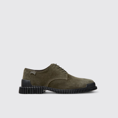 Side view of Pix Green Suede Shoes for Men.