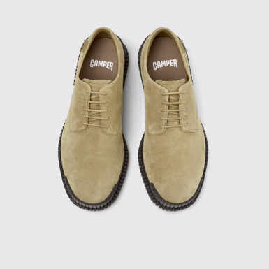 Overhead view of Pix Brown Suede Leather Shoes for Men.