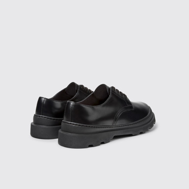 Back view of Brutus+ Black Leather Shoes for Men.