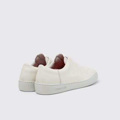 Back view of Peu Touring White Leather Sneakers Shoes for Men with EVA Outsoles.