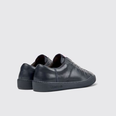 Back view of Peu Touring Blue Leather Sneakers for Men.