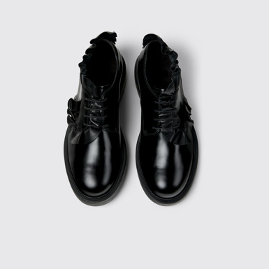 Overhead view of Dean Black Leather Shoes for Men.
