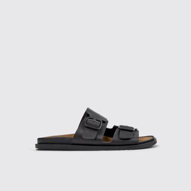 Side view of Lluc Sandal Black Leather Sandals for Men.