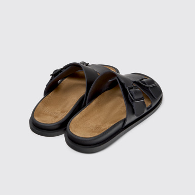 Back view of Lluc Sandal Black Leather Sandals for Men.