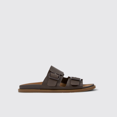 Side view of Lluc Sandal Brown Leather Sandals for Men.