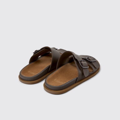 Back view of Lluc Sandal Brown Leather Sandals for Men.