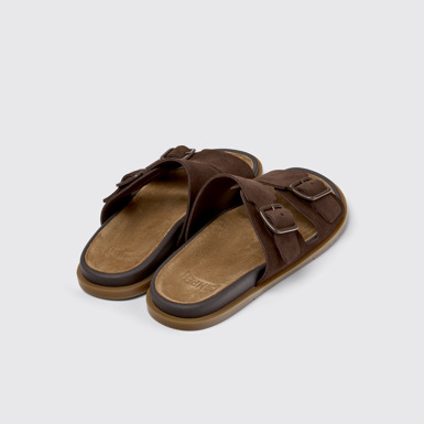 Back view of Lluc Sandal Brown Suede Leather Sandals for Men.