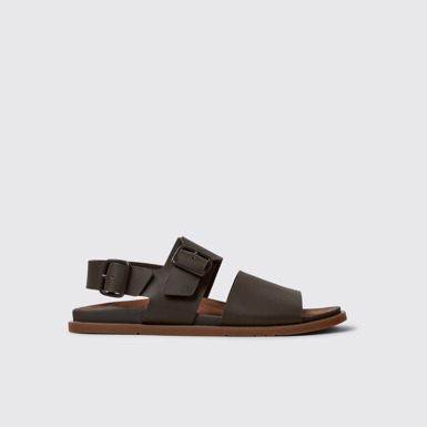 Side view of Lluc Sandal Brown Leather Sandals for Men.