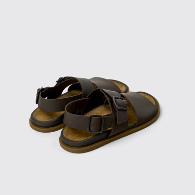 Back view of Lluc Sandal Brown Leather Sandals for Men.