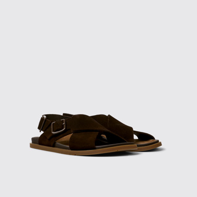 Front view of Lluc Sandal Brown Suede Sandals for Men.