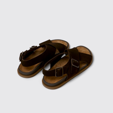 Back view of Lluc Sandal Brown Suede Sandals for Men.