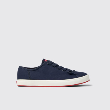 Side view of Peu Rambla II Blue Textile Sneakers for Men.