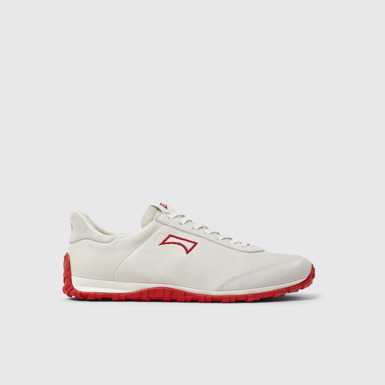 Side view of Drift Walk White Leather and Nubuck Sneakers for Men.