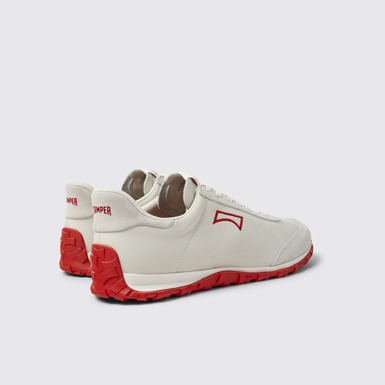 Back view of Drift Walk White Leather and Nubuck Sneakers for Men.