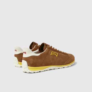 Back view of Drift Walk Brown Suede and Leather Sneakers for Men.