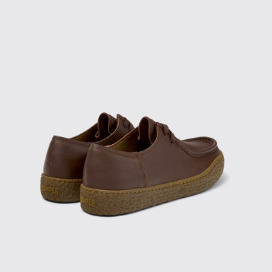 Back view of Peu Terreno Brown Leather Shoes for Men.