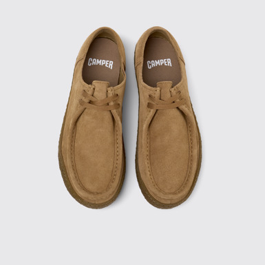 Overhead view of Peu Terreno Brown Suede Leather Shoes for Men.