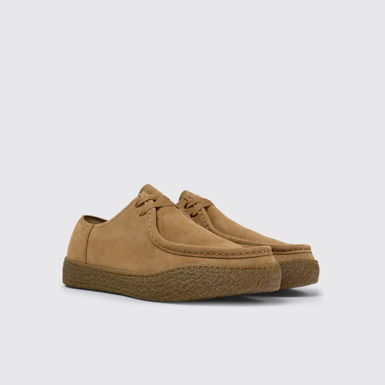 Front view of Peu Terreno Brown Suede Leather Shoes for Men.