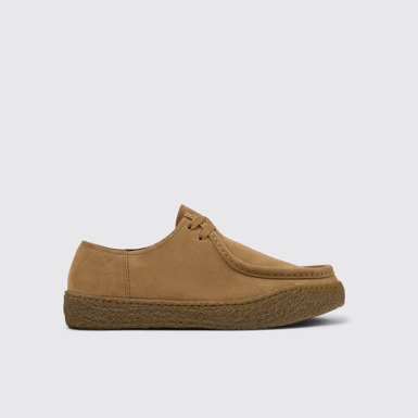 Side view of Peu Terreno Brown Suede Leather Shoes for Men.