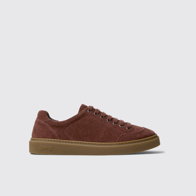 Side view of Runner Twentyfive Burgundy Suede Sneakers for Men.