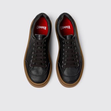 Overhead view of Runner Twentyfive Black Leather Sneakers for Men.