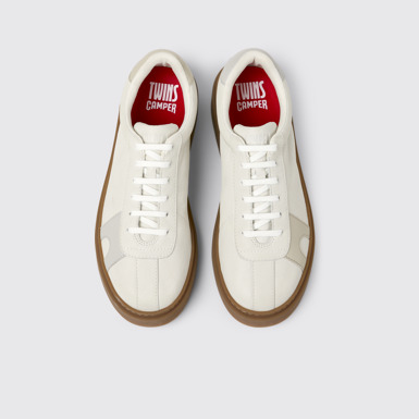 Overhead view of Twins Multicolor Leather Sneakers for Men.