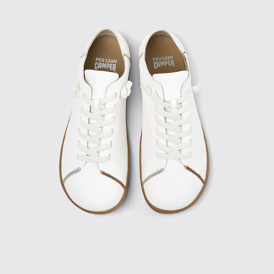 Overhead view of Twins White Vegetable-Tanned Leather Shoes for Men.