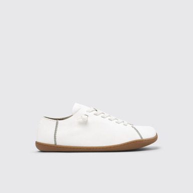 Side view of Twins White Vegetable-Tanned Leather Shoes for Men.