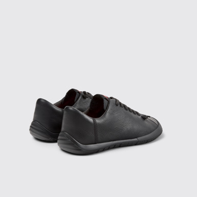 Back view of Peu Path+ Black Leather Shoes for Men.