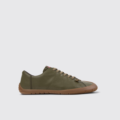 Side view of Peu Path+ Green Leather Shoes for Men.