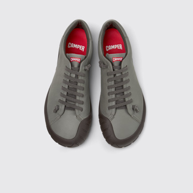 Overhead view of Peu Path+ Gray Leather Shoes for Men.