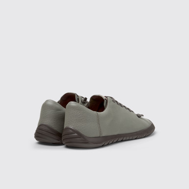 Back view of Peu Path+ Gray Leather Shoes for Men.