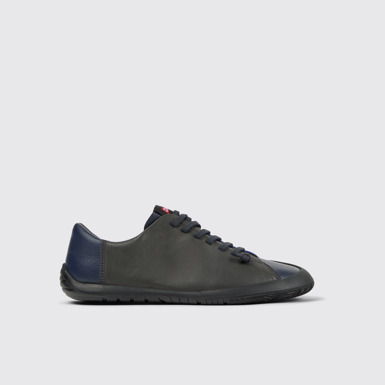 Side view of Twins Blue Leather Shoes for Men.