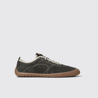 Side view of Peu Path+ Gray Leather Sneakers for Men.