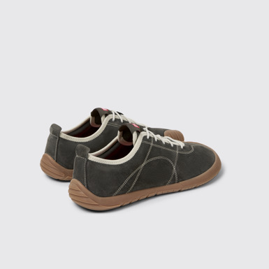 Back view of Peu Path+ Gray Leather Sneakers for Men.