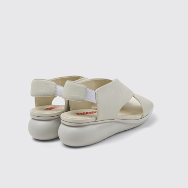Back view of Balloon White leather sandals for women