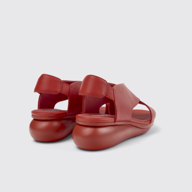 Back view of Balloon Red Leather Cross-strap Sandal for Women