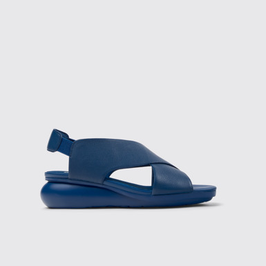 Side view of Balloon Blue Leather Sandals for Women.