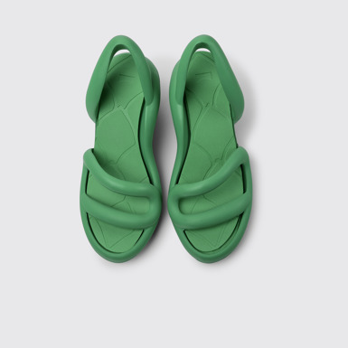 Overhead view of Kobarah Green unisex sandals