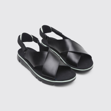 Front view of Oruga Black Sandals for Women