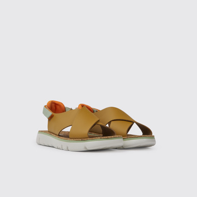 Front view of Oruga Brown and green sandals for women