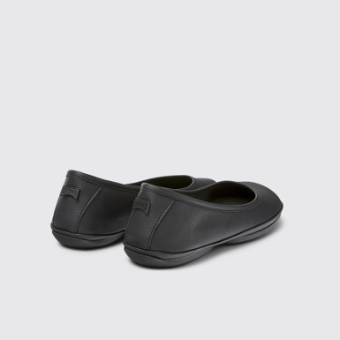 Back view of Right Black Leather Ballerina for Women