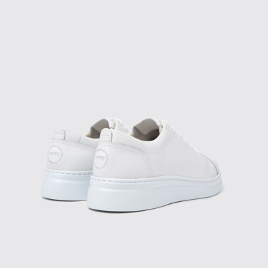 Back view of Runner Up White Leather Sneakers for Women.