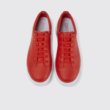 Overhead view of Runner Up Women's red sneakers