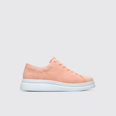 Side view of Runner Up Pink sneaker for women
