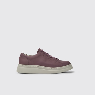 Side view of Runner Up Purple leather sneakers