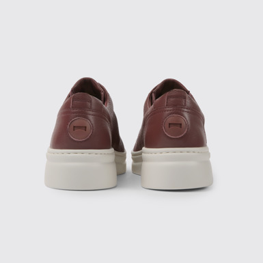 Back view of Runner Up Burgundy leather women's sneakers