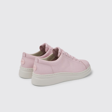 Back view of Runner Up Pink leather sneakers for women