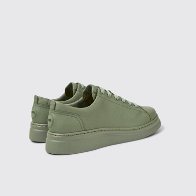 Back view of Runner Up Green leather sneakers for women