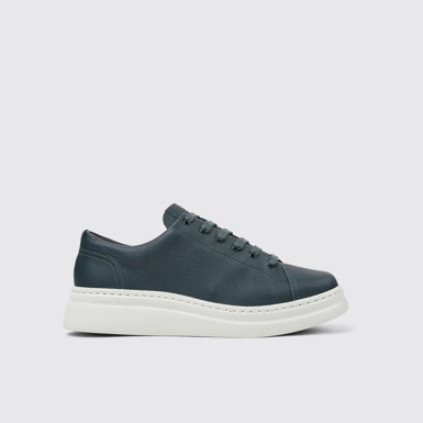 Side view of Runner Up Green Leather Sneaker for Women